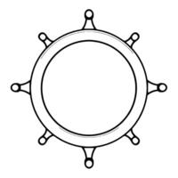 Clean, Isolated, Black and White Nautical Ships Wheel Illustration with Precise Lines and Geometric Symmetry on White Background. vector