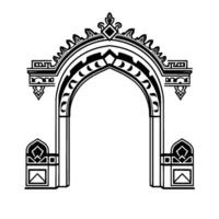 style architectural archway with intricate ornamental details in black against a white background, featuring geometric shapes and patterns. vector