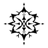 Intricate Black and White Stylized Floral or Starburst Ornamentation, Symmetrical on a Pure White Background, Digital Art. vector