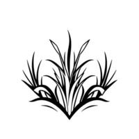 Symmetrical Black and White Minimalist Ornamental Featuring Pointed Grass Blades and Arched Elements, Set Against a Clean White Background. vector