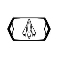 Minimalist Black and White Emblem Featuring Geometric Aircraft Inside a Hexagonal Frame, Bold Lines, and Clean Aesthetic. vector