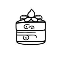 Simplified, symmetrical illustration of a layered, decorative boxlike structure adorned with flowerlike ornamentation. vector