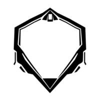 Geometric black white hexagonshaped frame with futuristic and industrialinspired , clean lines, and negative space. vector