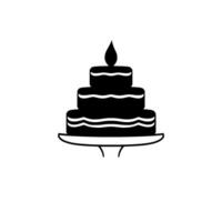 Minimalist Black and White Illustration of a Tiered Cake with a Candle on a Simple Cake Stand, Celebrating Occasions. vector