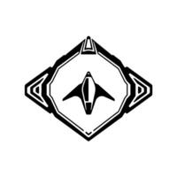 Futuristic Black and White Featuring a Stylized Aircraft Within a DiamondShaped Frame, Creating a Modern and Tech Aesthetic. vector