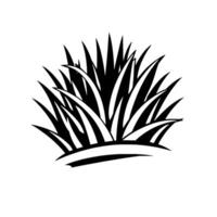 Bold Black and White Depiction of a Dense Bush of Tall, Pointed Grass Against a Pure White Background. vector