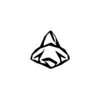 A minimalist, highcontrast black and white illustration depicting a stylized mountain range, symbolizing natures strength, on a clean white background. vector