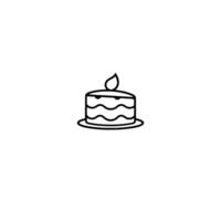 Minimalist Cake Slice Illustration with a Candle, on a Plain White Background, Simple Line Art. vector