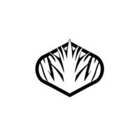 Black and white stylized geometric abstract featuring spiky, jagged interior shape within a bordered shield. vector