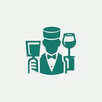 Serve X cellence waiter design vector
