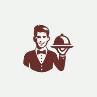 Serve Crafted waiter design vector