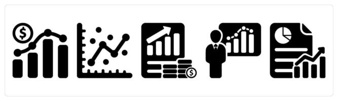Set of 5 business icons as business growth, graph, profit report vector