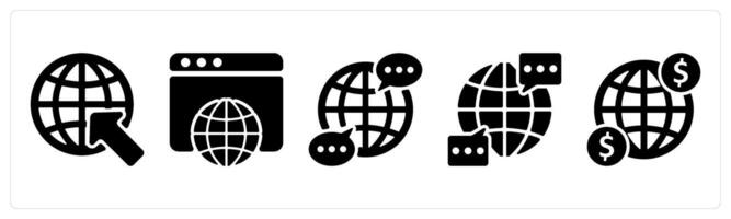Set of 5 business icons as internet browser, web browser, global communication vector