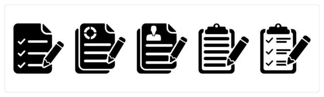 Set of 5 business icons as checklist, business report, job application vector