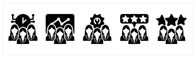 Set of 5 business icons as time management, efficient team, technical team vector