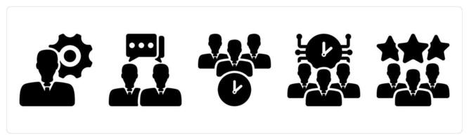 Set of 5 business icons as business specialist, conversation, meeting time vector