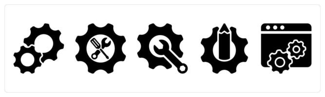Set of 5 business icons as settings, support, technical support vector