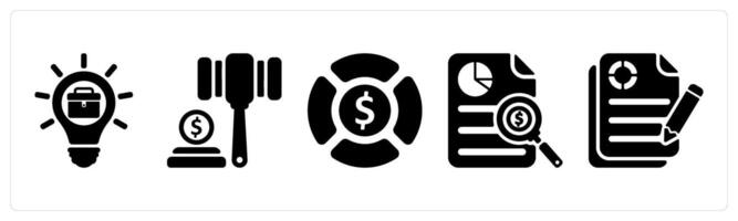 Set of 5 business icons as business idea, business law, business rescue vector