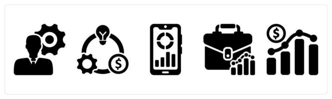 Set of 5 business icons as business specialist, business model, business app vector