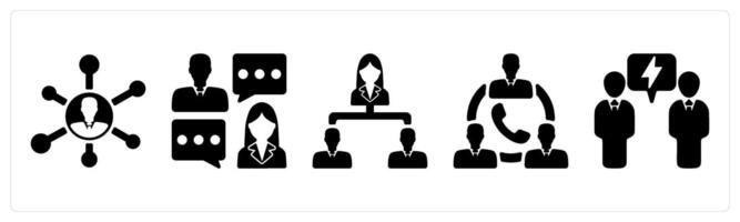 Set of 5 business icons as business network, business talk, business hierarchy vector