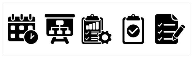 Set of 5 business icons as meeting schedule, planning, business project vector
