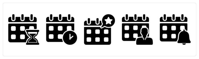 Set of 5 business icons as schedule, meeting schedule, event schedule vector
