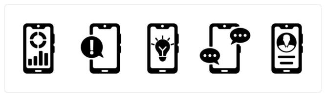 Set of 5 business icons as business information, idea, communication vector