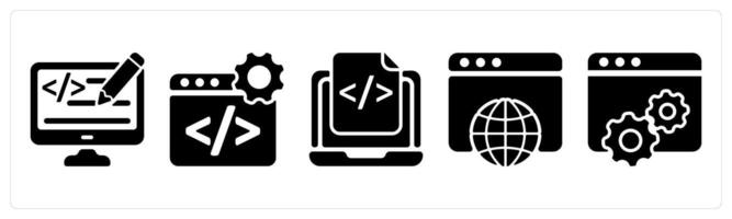 Set of 5 business icons as web designing, web development, web browser vector
