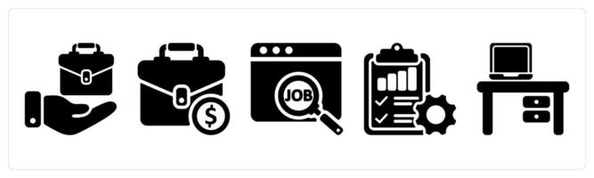 Set of 5 business icons as employement, work, job vector