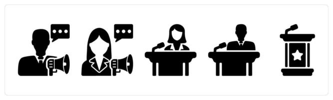 Set of 5 business icons as announcement, speech, conference vector