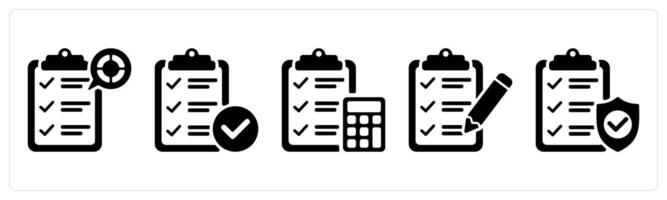 Set of 5 business icons as pie chart, checklist, tax vector