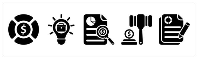 Set of 5 business icons as business rescue, business idea, business report vector
