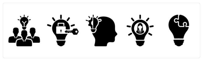 Set of 5 business icons as teamwork solution, problem fix, business expertise vector