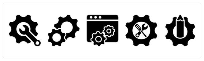 Set of 5 business icons as technical support, settings, web optimization vector