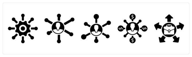 Set of 5 business icons as business analysis, business growth, improve performance vector