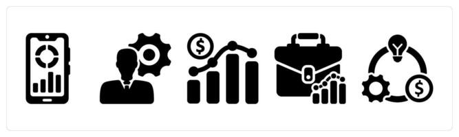 Set of 5 business icons as business app, business specialist, business growth vector