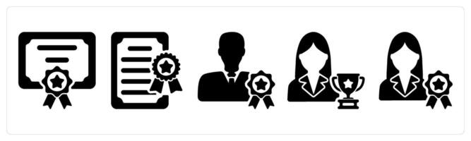 Set of 5 business icons as certificate, business license, premium member vector