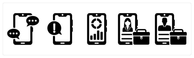 Set of 5 business icons as communication, information app, business app vector