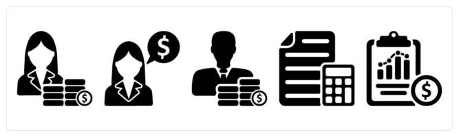 Set of 5 business icons as earning, financial expert, calculation vector