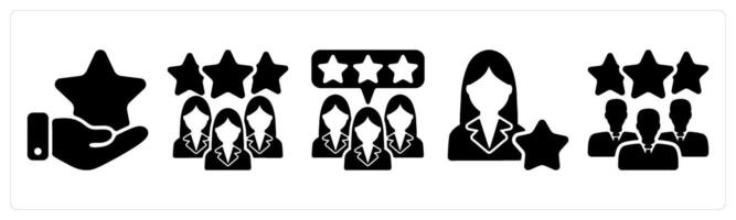 Set of 5 business icons as star feedback, expert team, customer feedback vector