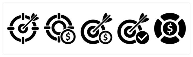 Set of 5 business icons as focus target, profit target, business target vector