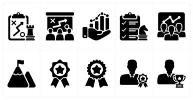 Set of 10 business icons as tactics, presenting tactics, business growth vector