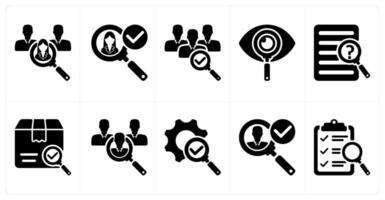Set of 10 business icons as recruitment, find candidate, exploration vector