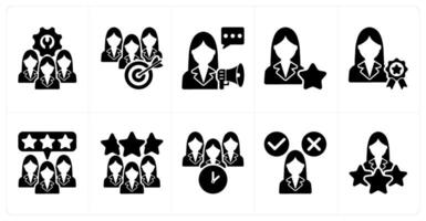 Set of 10 business icons as technical team, teamwork goal, announcement speech vector
