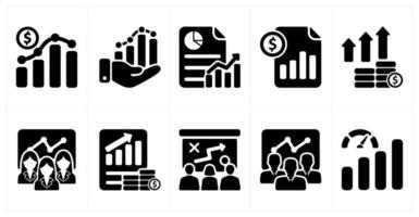 Set of 10 business icons as business growth, business progress, cost statement vector