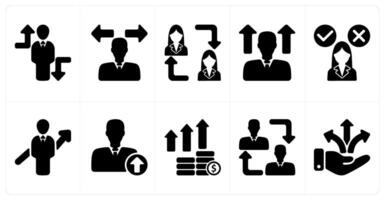 Set of 10 business icons as crisis overcome, confusion, employee change vector