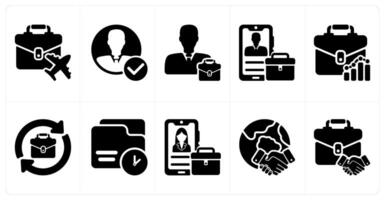 Set of 10 business icons as business travel, account approval, business portfolio vector