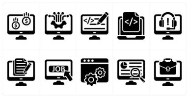 Set of 10 business icons as online earning, computer technology, web designing vector