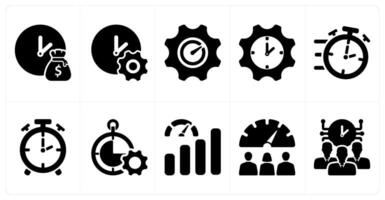 Set of 10 business icons as time is money, time management, performance vector