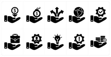 Set of 10 business icons as investment growth, debt, business direction vector